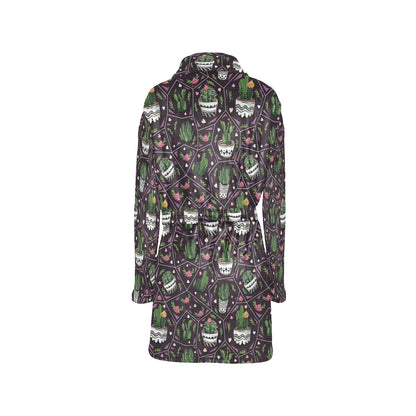 Cactus Pattern Print Design 03 Women's Fleece Robe
