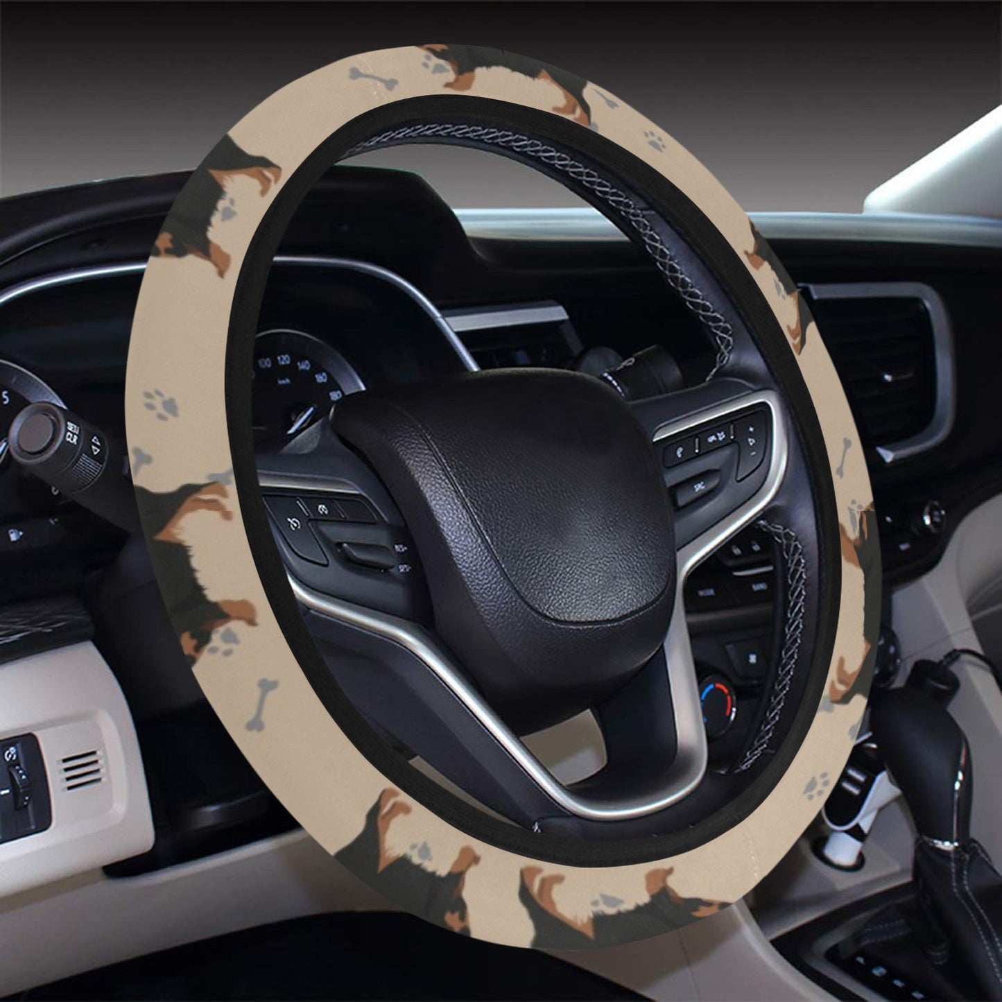 Tibetan Mastiffs Print Design LKS301 Steering Wheel Cover with Elastic Edge