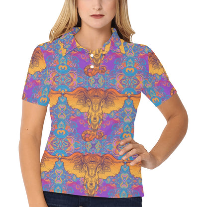 Gold Elephant Indian Women's Polo Shirt