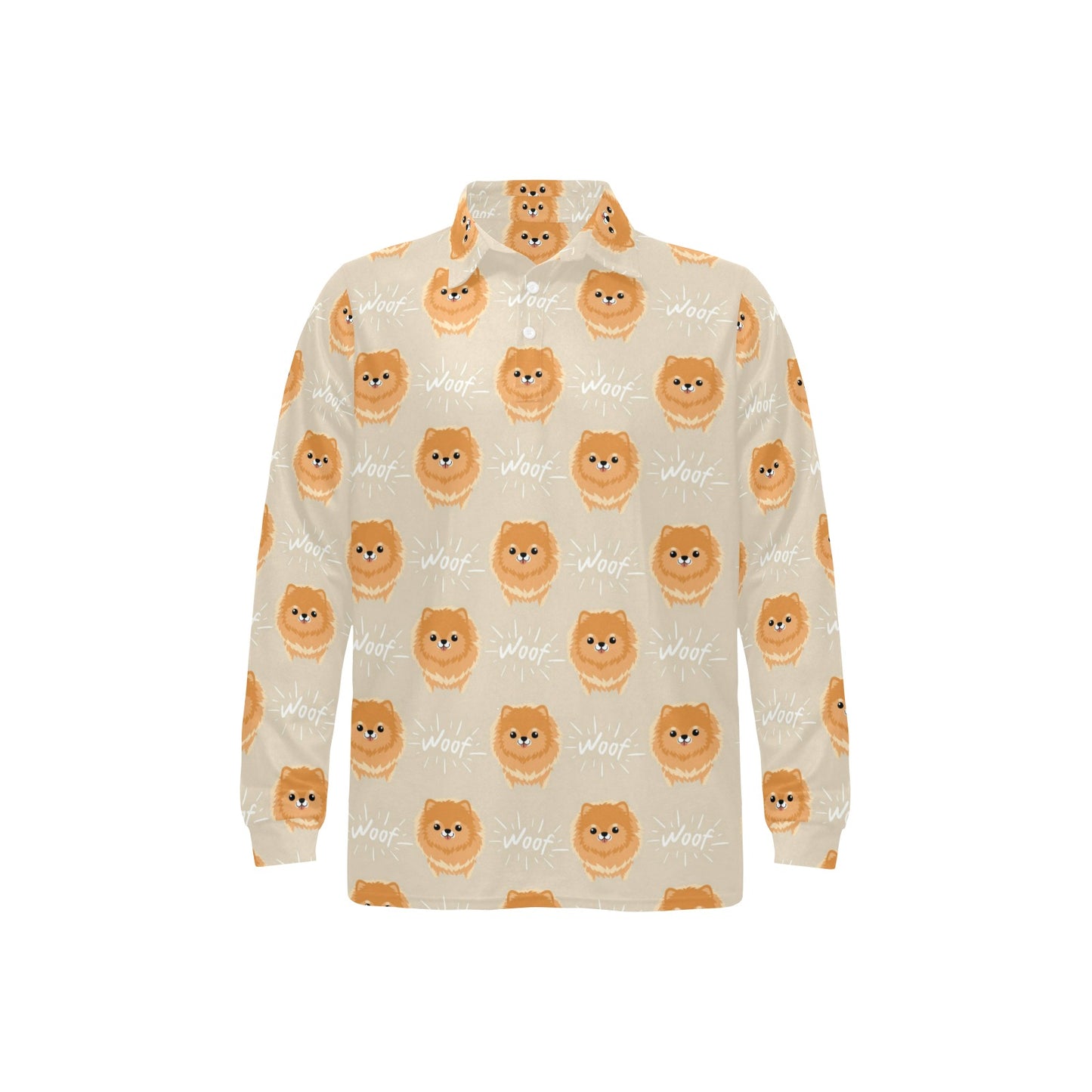 Pomeranians Pattern Print Design A04 Long Sleeve Polo Shirt For Men's