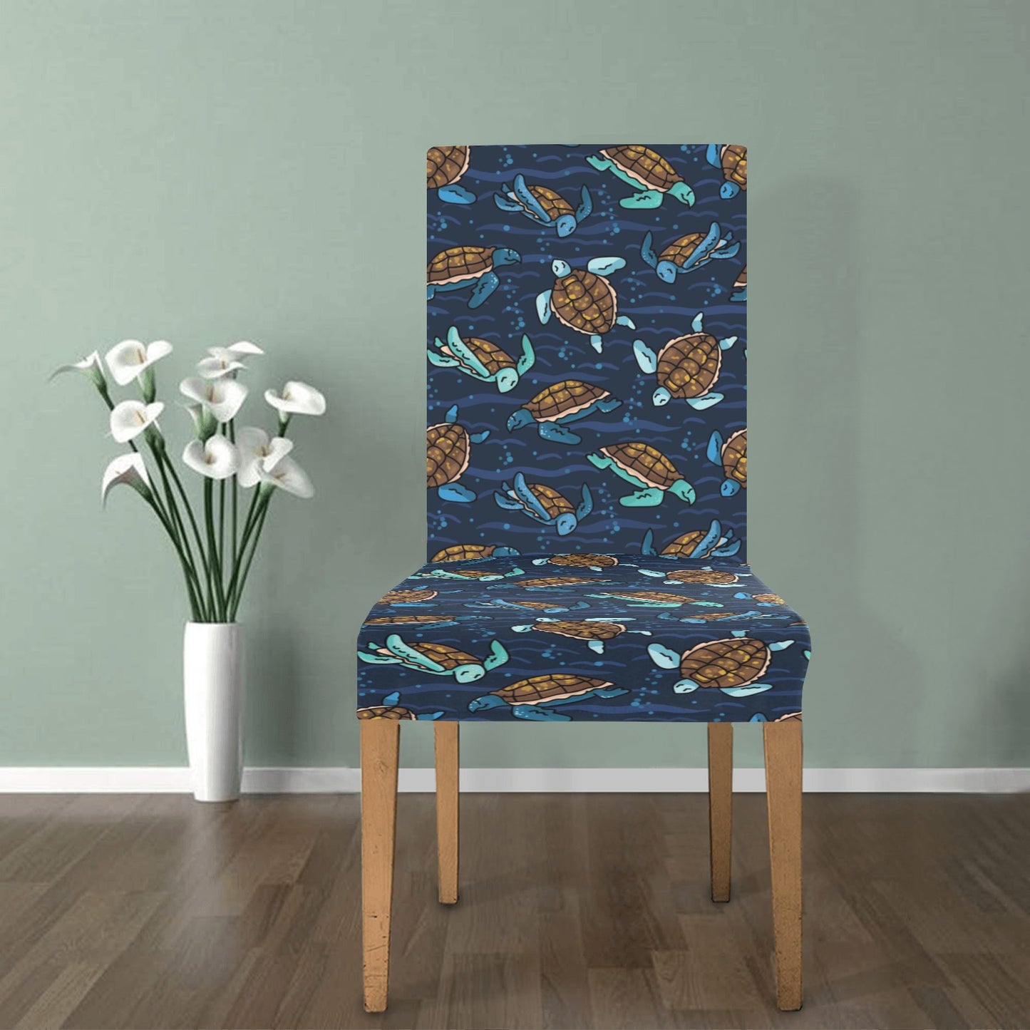 Sea Turtle Print Design LKS3011 Dining Chair Slipcover