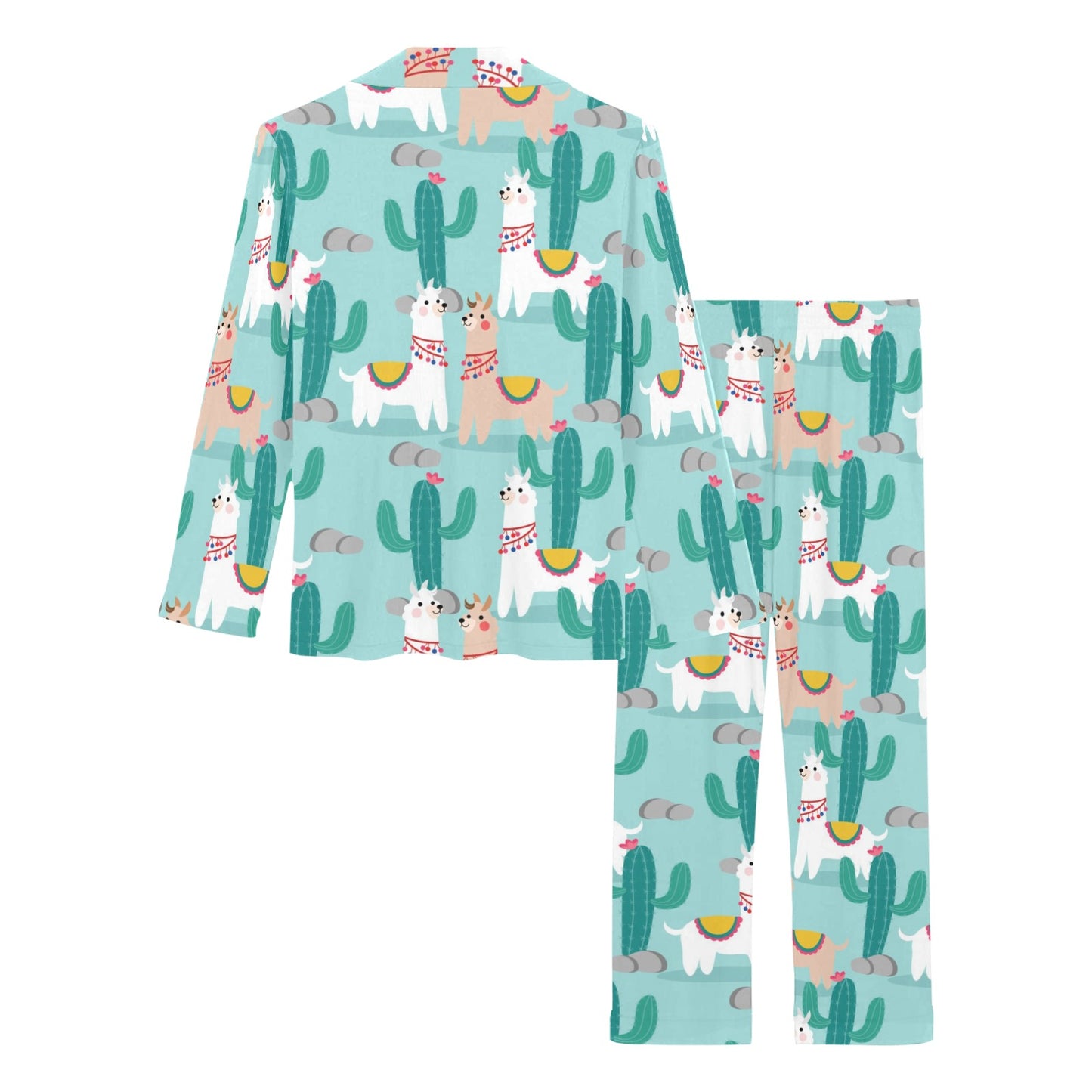 Llama Cactus Pattern Print Design 08 Women's Long Pajama Set