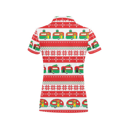 Camper Camping Ugly Christmas Design Print Women's Polo Shirt