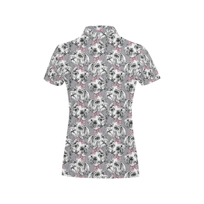 Maltese Pattern Print Design 01 Women's Polo Shirt