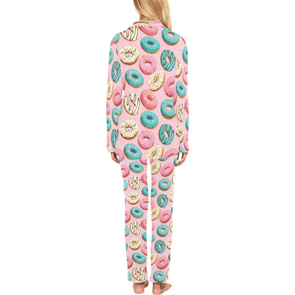 Donut Pattern Print Design DN06 Women's Long Pajama Set