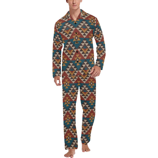 Knit Aztec Tribal Men's Long Pajama Set