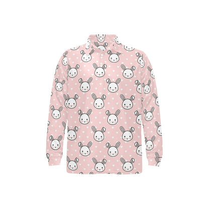 Rabbit Pattern Print Design RB02 Long Sleeve Polo Shirt For Men's