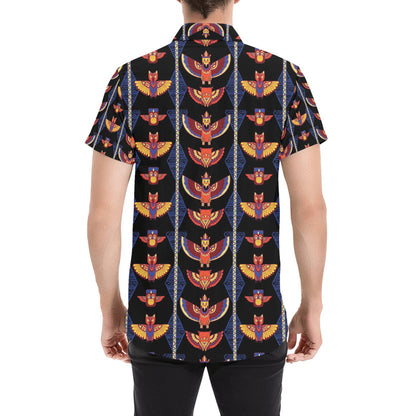 Totem Print Design LKS301 Men Short Sleeve Button Up Shirt