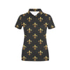 Fleur De Lis Gold Pattern Print Design 03 Women's Polo Shirt