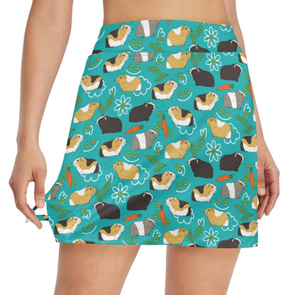 Guinea Pig Print Design LKS402 17" Golf & Pickleball Skort with Pockets
