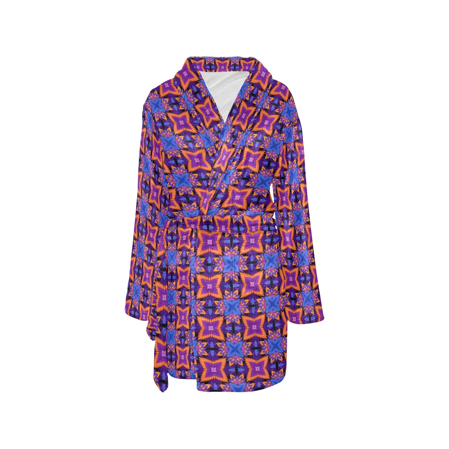 kaleidoscope Purple Orange Print Design Women's Fleece Robe
