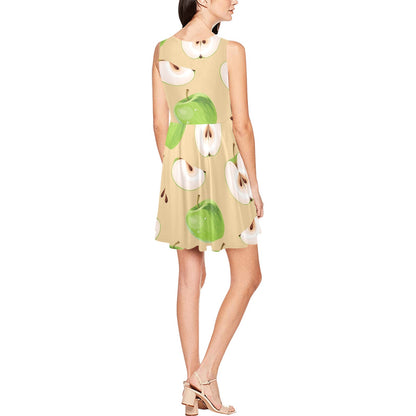 Apple Pattern Print Design AP07 Sleeveless Dress