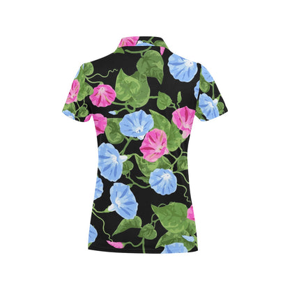 Morning Glory Pattern Print Design MG04 Women's Polo Shirt