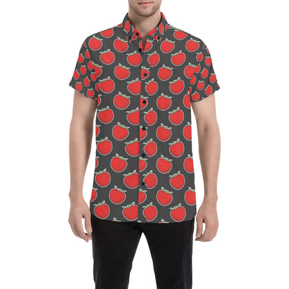 Tomato Print Design LKS306 Men Short Sleeve Button Up Shirt