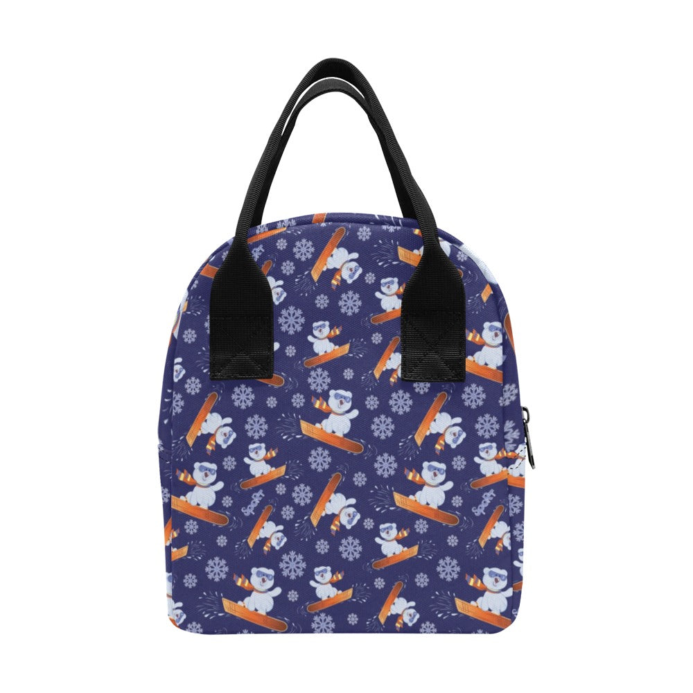 Snowboard Bear Print Design LKS305 Insulated Lunch Bag