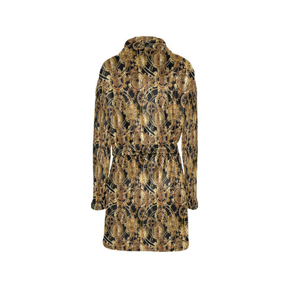 Steampunk Gear Design Themed Print Women's Fleece Robe