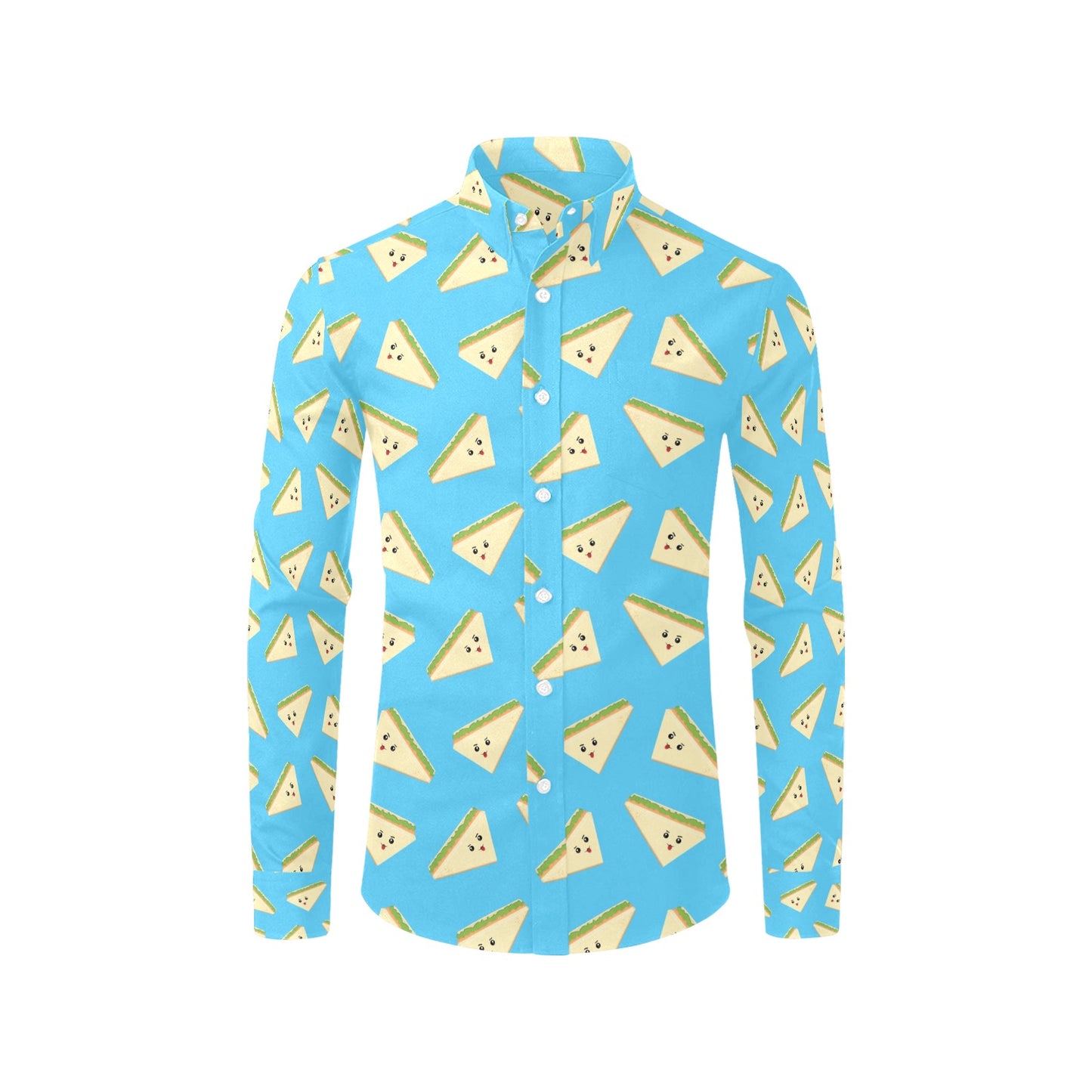 Sandwich Emoji Print Design LKS305 Men's Long Sleeve Dress Shirt