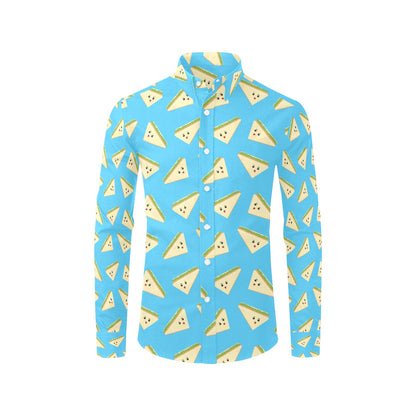 Sandwich Emoji Print Design LKS305 Men's Long Sleeve Dress Shirt