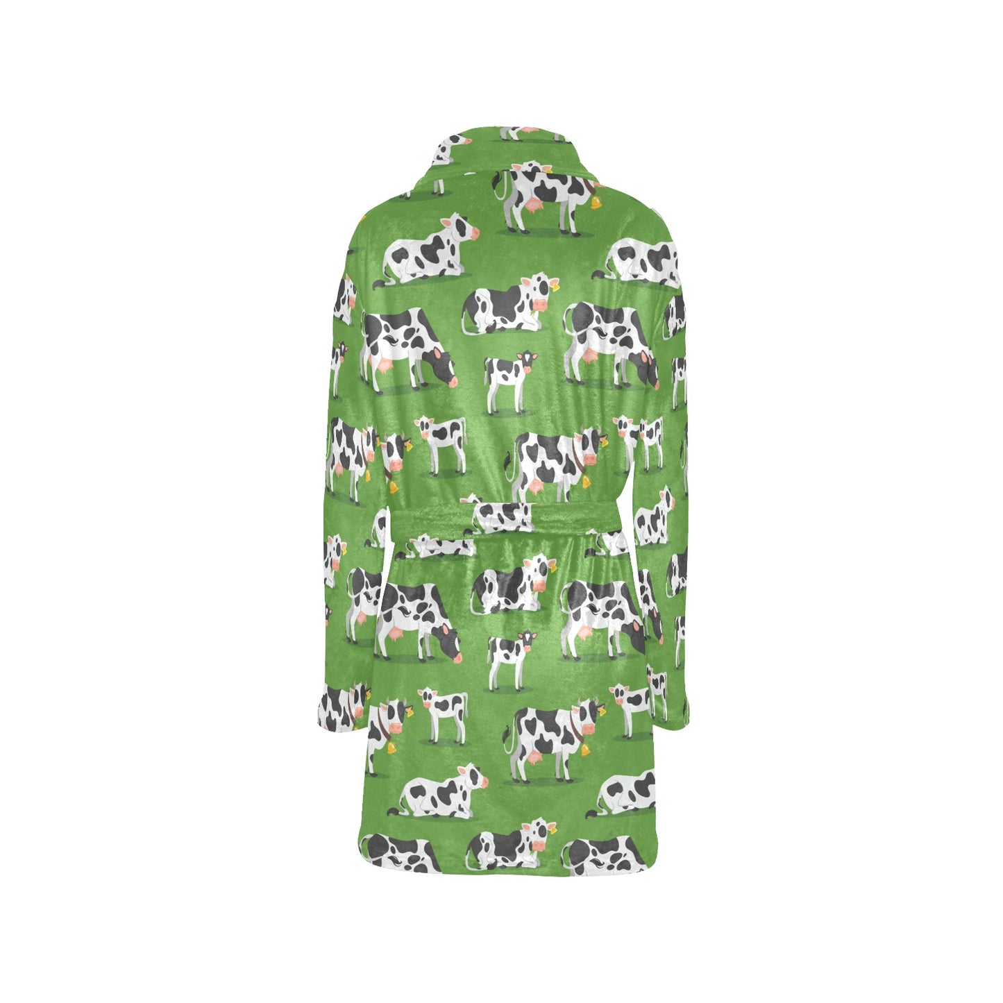 Cow Happy Print Pattern Women's Fleece Robe