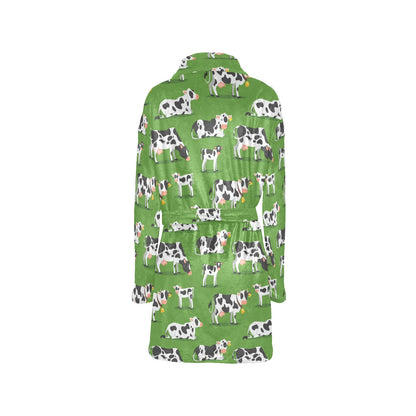 Cow Happy Print Pattern Women's Fleece Robe