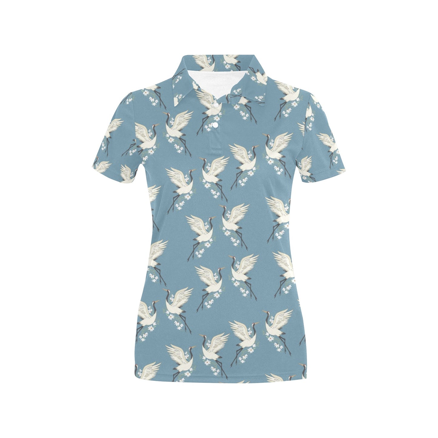 Crane Pattern Print Design 05 Women's Polo Shirt