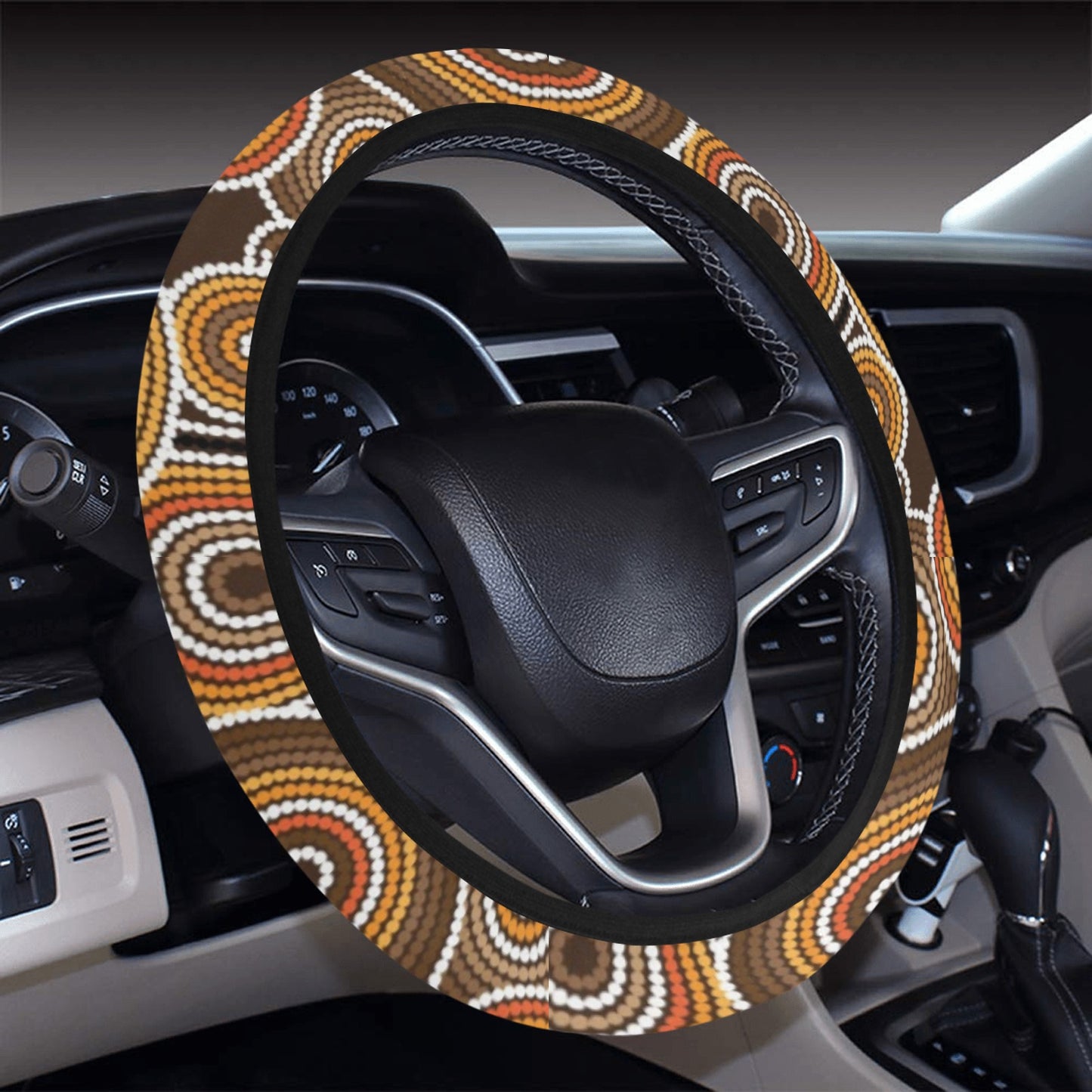 Aboriginal Print Design LKS402 Steering Wheel Cover with Elastic Edge