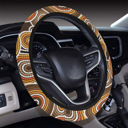 Aboriginal Print Design LKS402 Steering Wheel Cover with Elastic Edge