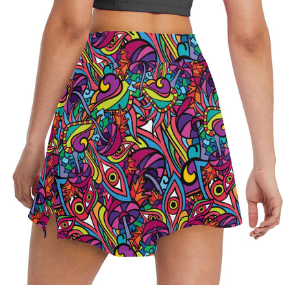 Trippy Print Design LKS302 17" Golf & Pickleball Skort with Pockets