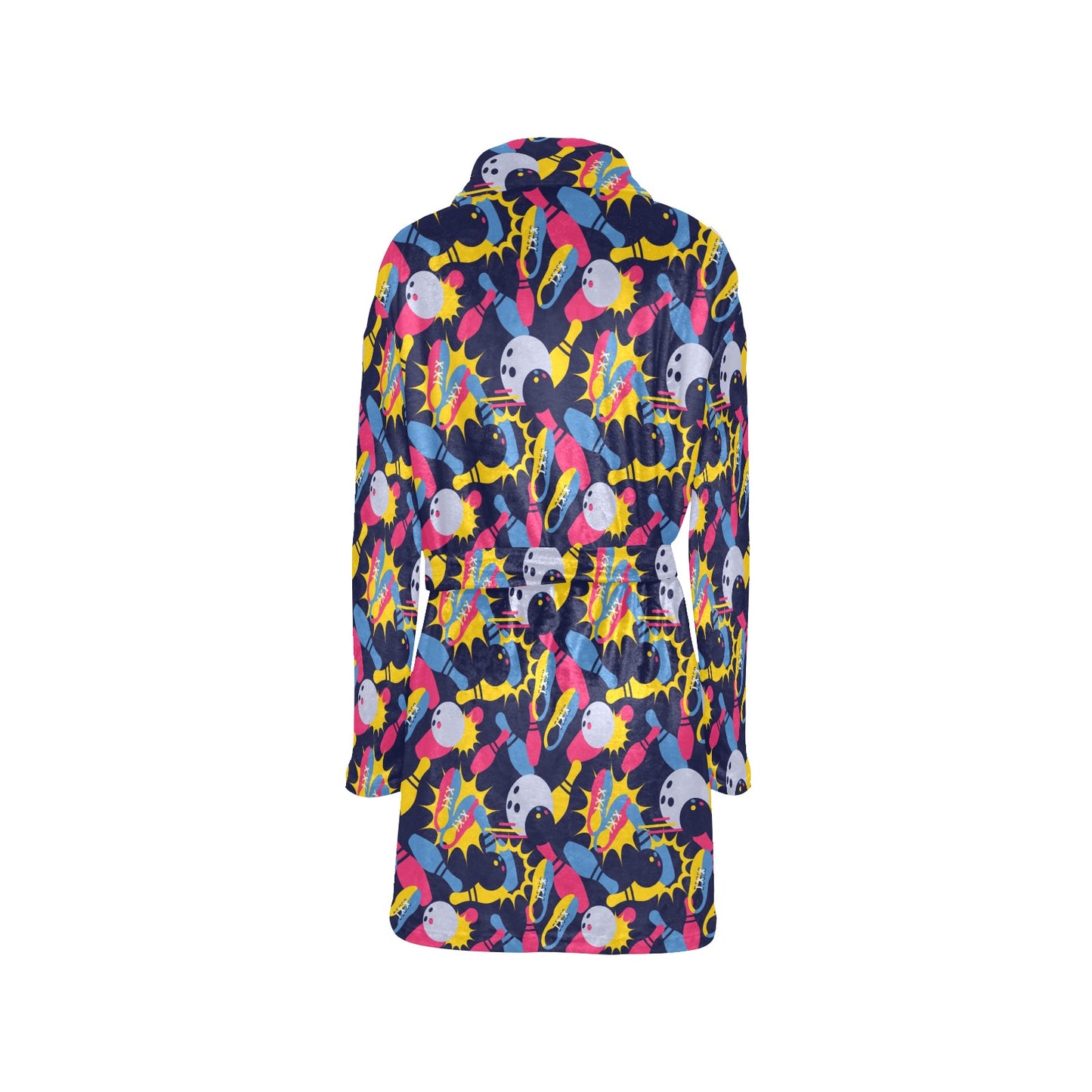 Bowling Pattern Print Design 02 Women's Fleece Robe