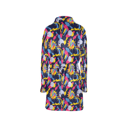 Bowling Pattern Print Design 02 Women's Fleece Robe