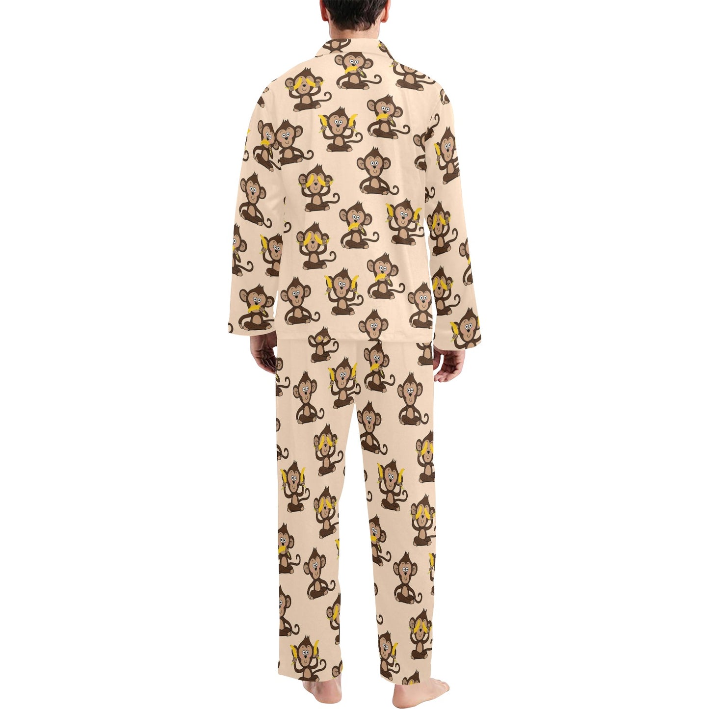 Monkey Pattern Print Design 03 Men's Long Pajama Set