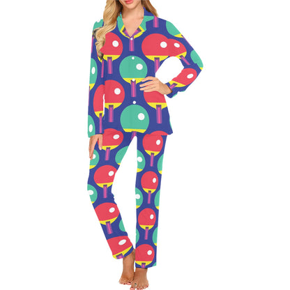Ping Pong Pattern Print Design A03 Women's Long Pajama Set