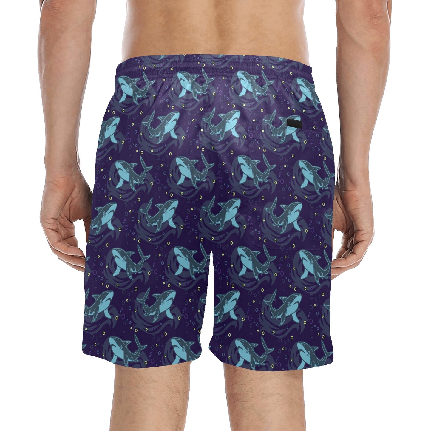 Shark Themed Print Men's Swim Trunks Beach Shorts