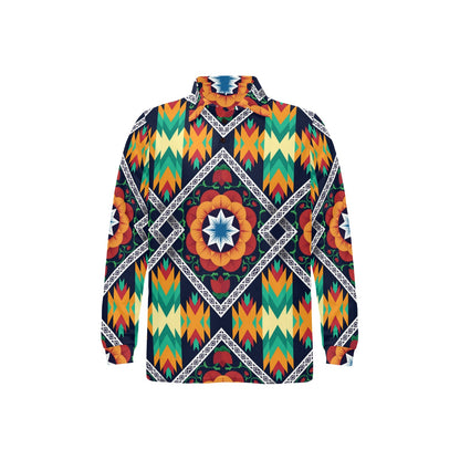 African Kente Long Sleeve Polo Shirt For Men's