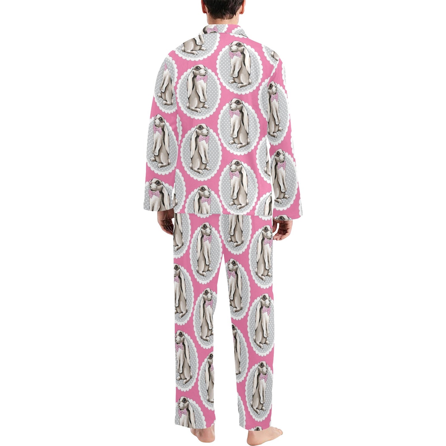 Rabbit Pattern Print Design RB019 Men's Long Pajama Set