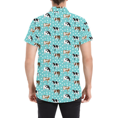 Cattle Print Design LKS405 Men Short Sleeve Button Up Shirt