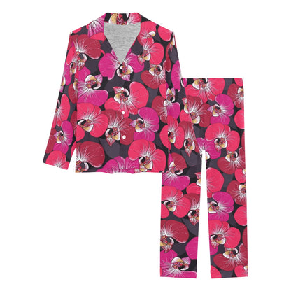 Orchid Red Pattern Print Design OR05 Women's Long Pajama Set