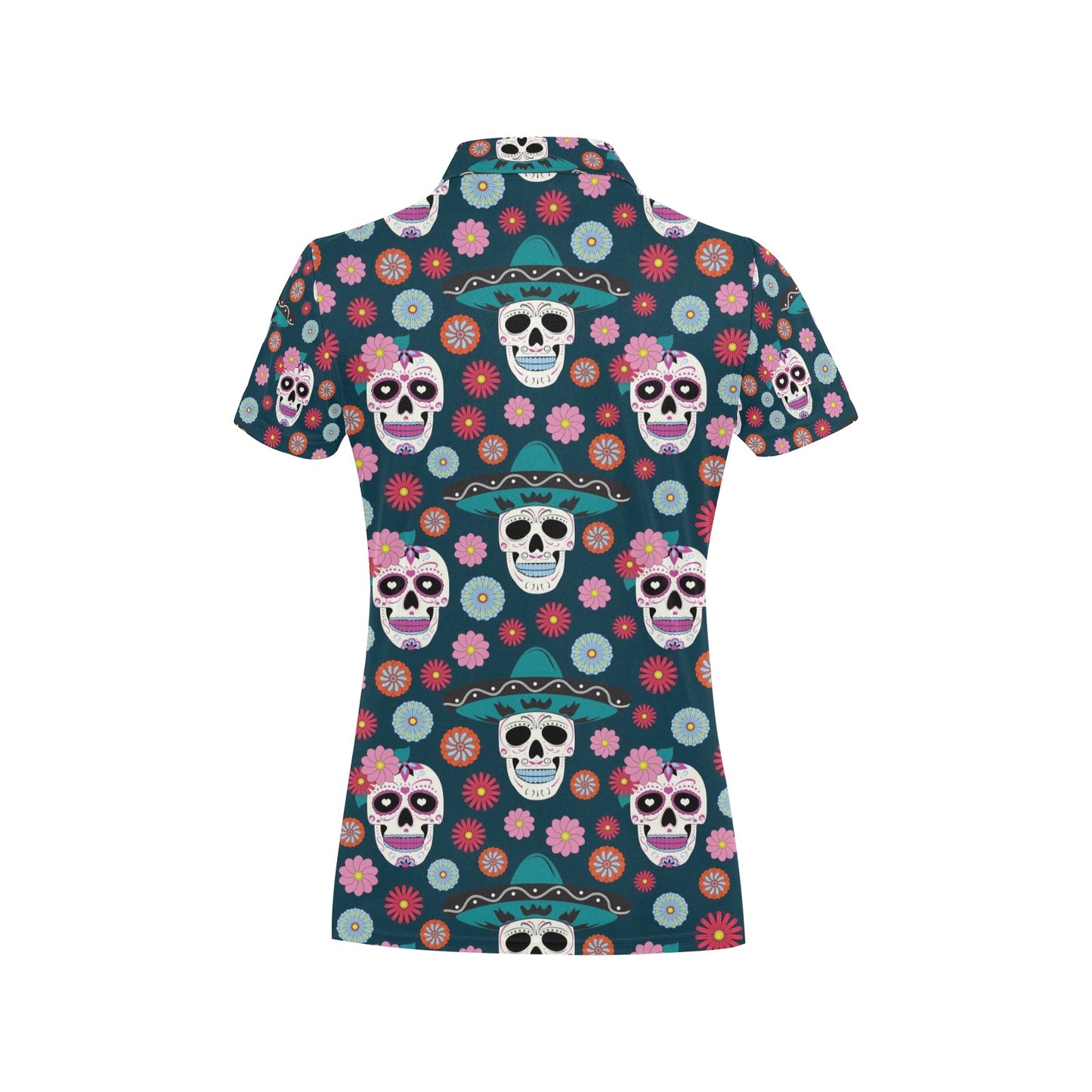 Sugar Skull Print Design LKS308 Women's Polo Shirt