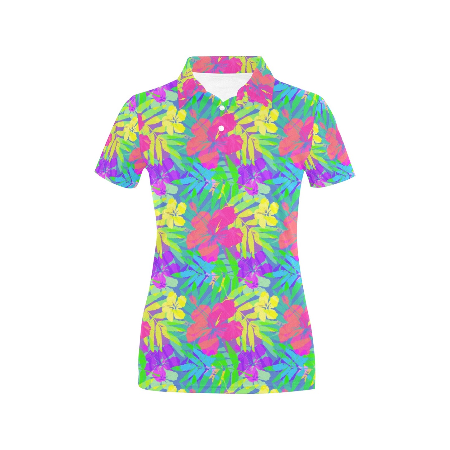 Neon Tropical Pattern Print Design A03 Women's Polo Shirt