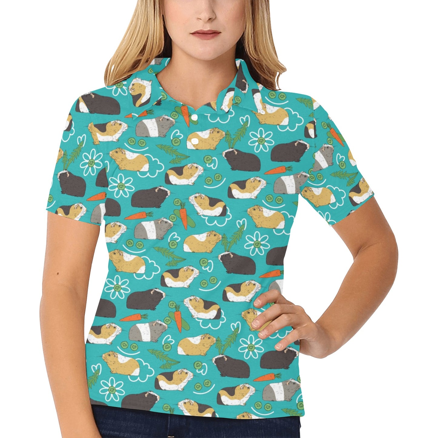 Guinea Pig Print Design LKS402 Women's Polo Shirt