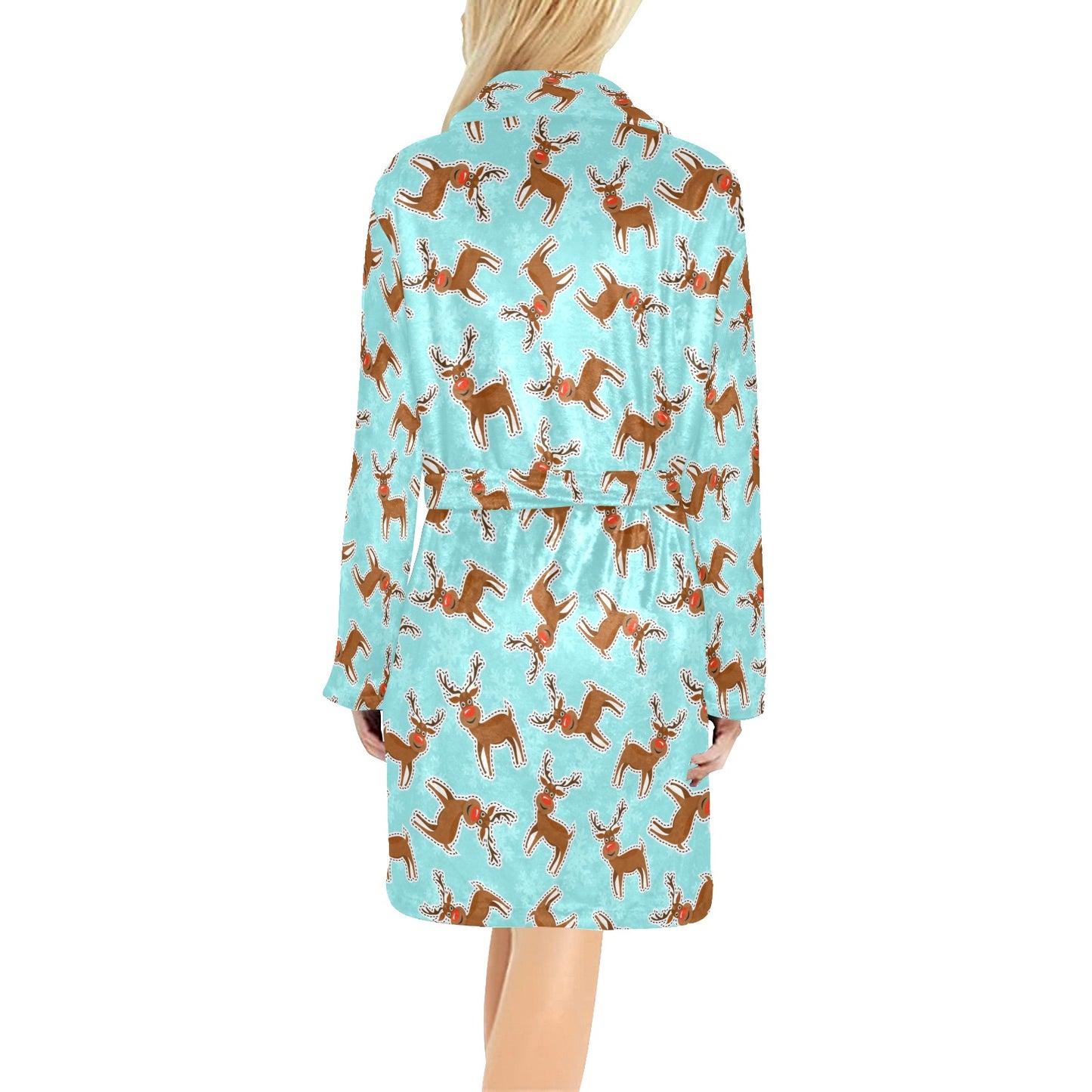 Reindeer Print Design LKS403 Women's Fleece Robe