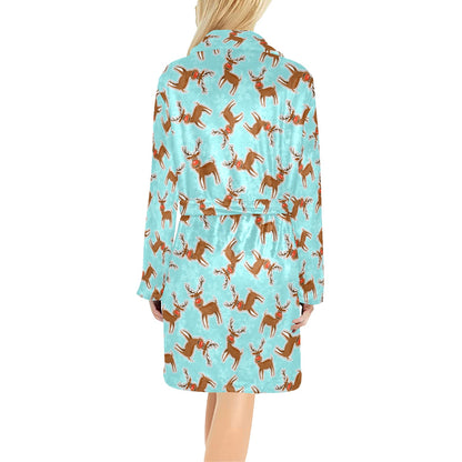 Reindeer Print Design LKS403 Women's Fleece Robe