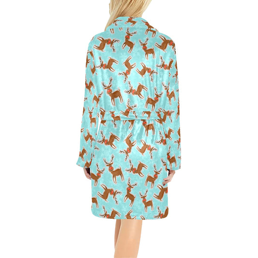Reindeer Print Design LKS403 Women's Fleece Robe