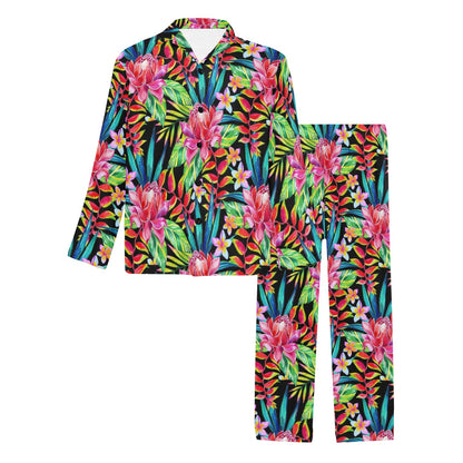 Heliconia Pattern Print Design HL02 Men's Long Pajama Set