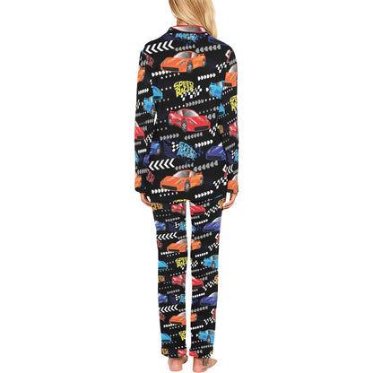Racing Pattern Print Design A05 Women's Long Pajama Set