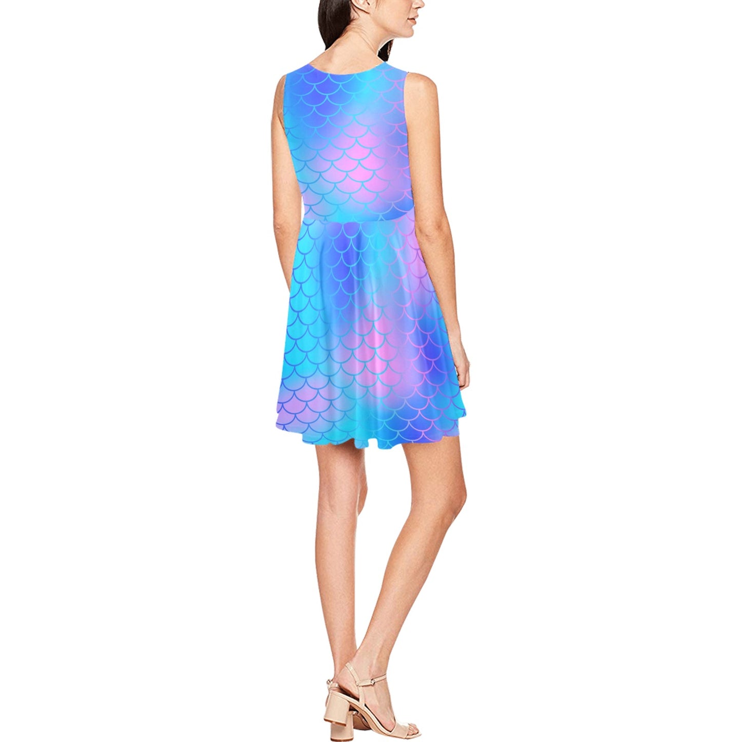 Mermaid Scales Pattern Print Design 04 Sleeveless Dress