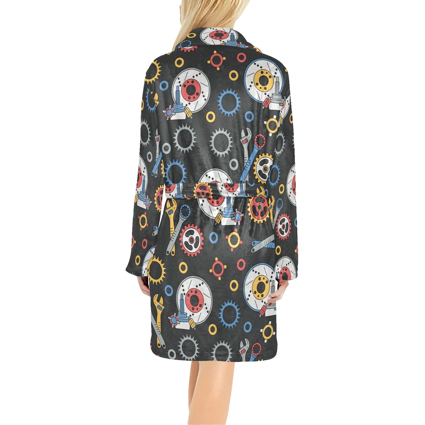 Mechanic Pattern Print Design 01 Women's Fleece Robe