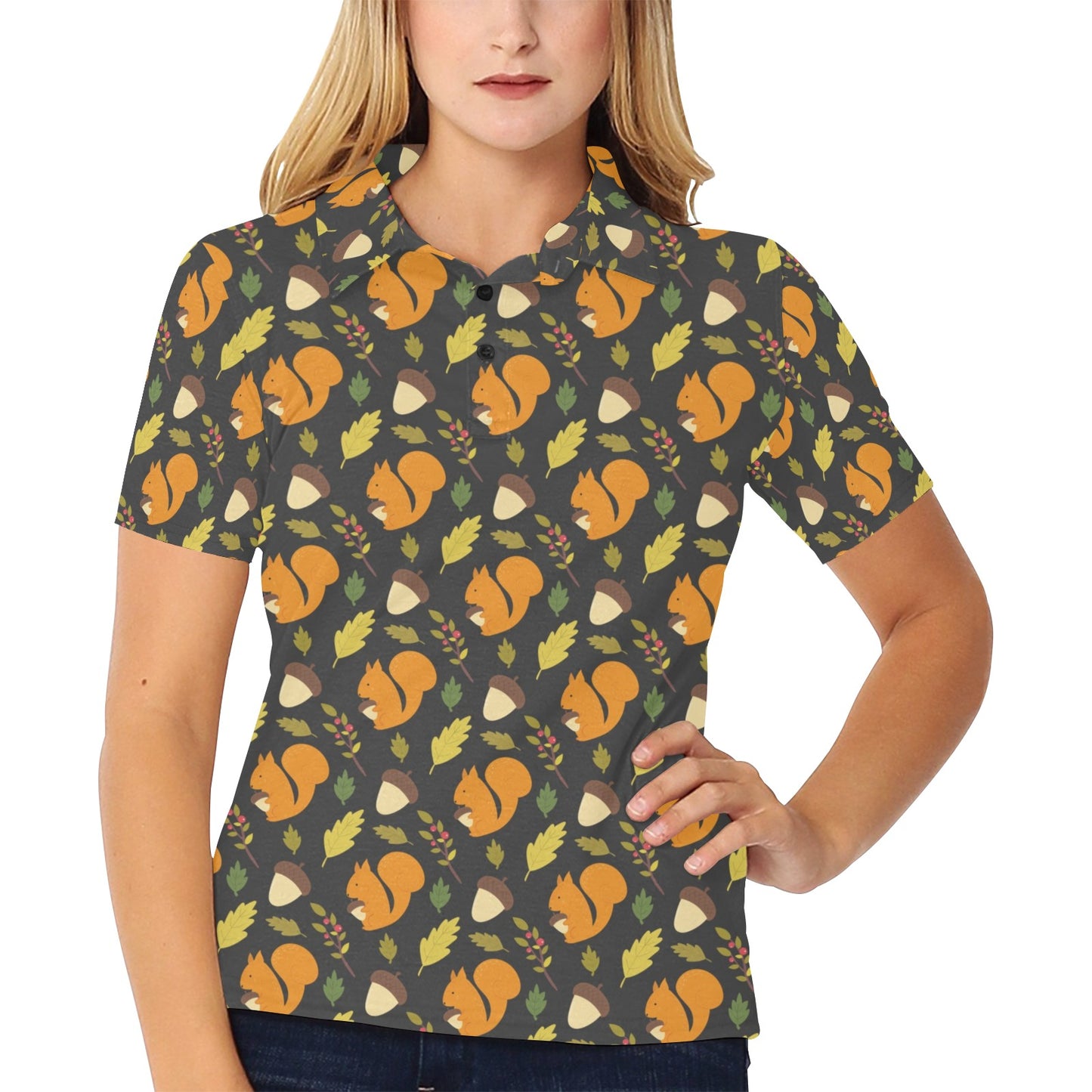 Squirrel Print Design LKS301 Women's Polo Shirt