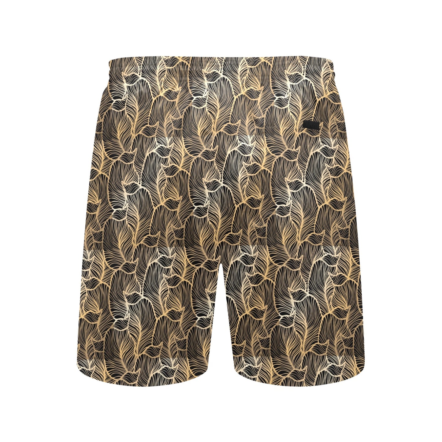 Elegant Gold leaf Print Men's Swim Trunks Beach Shorts