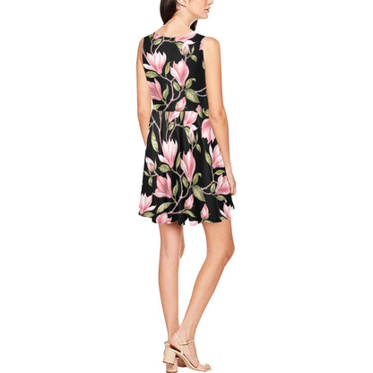 Magnolia Pattern Print Design MAG03 Sleeveless Dress